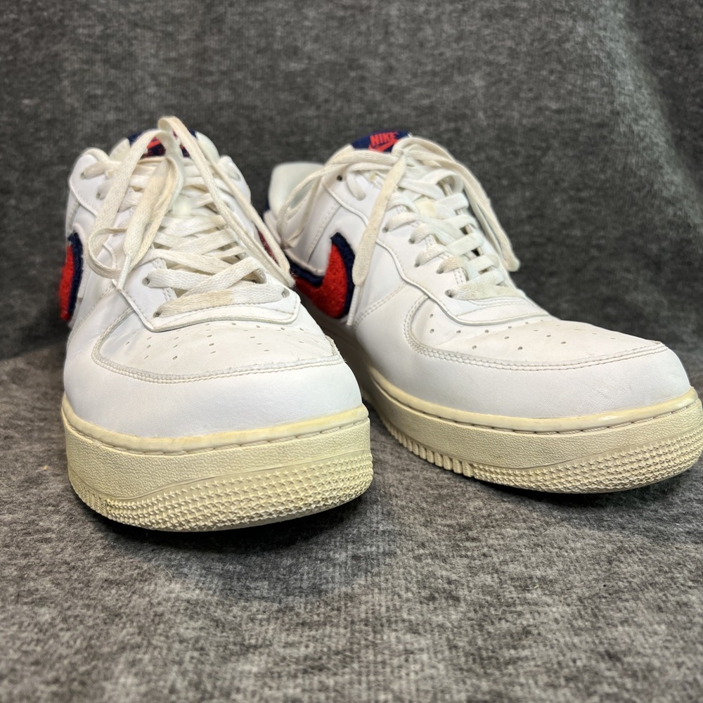 Air Force One Low‎ 3D Chenille Swoosh White Red Blue Mens Size 13